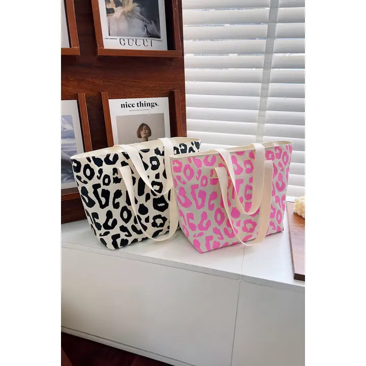 Leopard Print Canvas Everyday Shopper Tote Bag