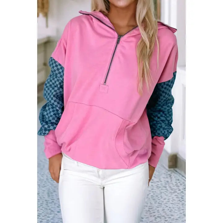 Checkered Patchwork Hoodie