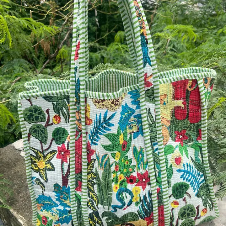 Quilted Frida Kahlo Print Bag