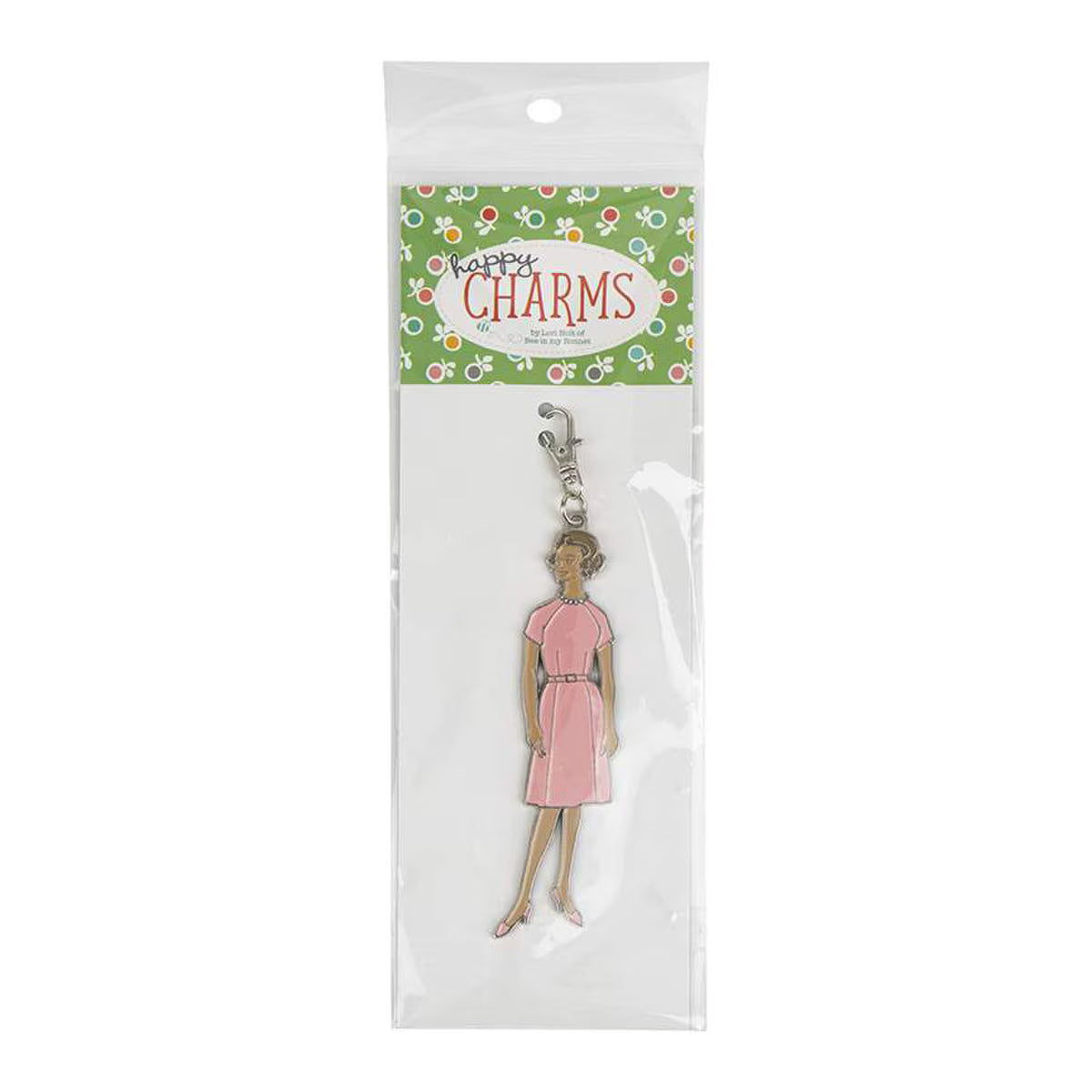 Vintage Lady in Pink Enamel Happy Charm by Lori Holt