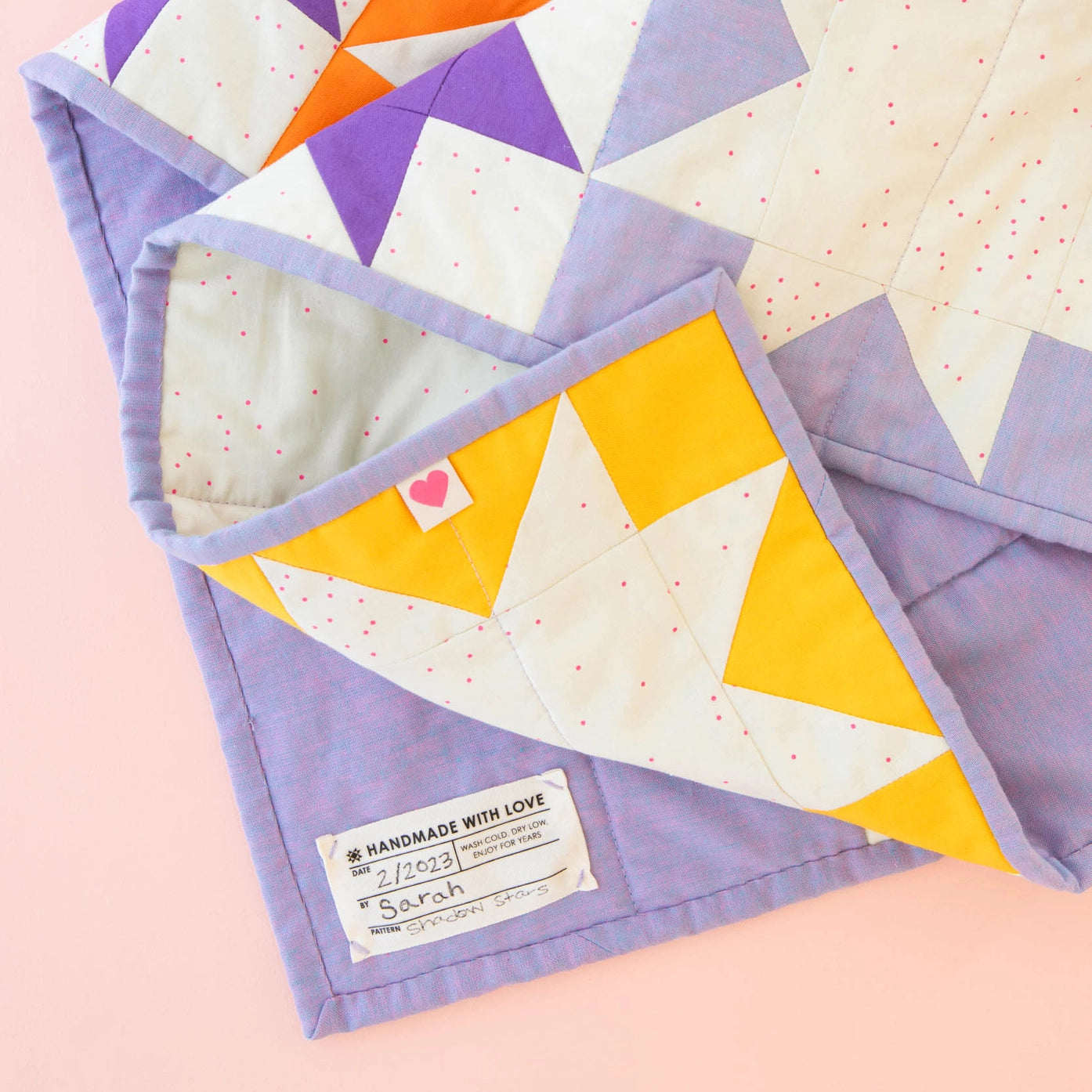 Sarah Hearts - Quilt Info Large Write-in Organic Cotton Sewing Labels
