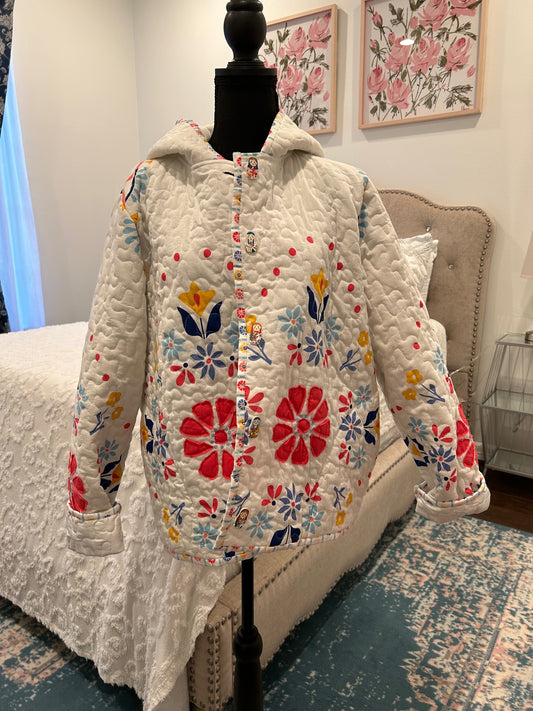 Quilted Jacket - Floral Russian Dolls