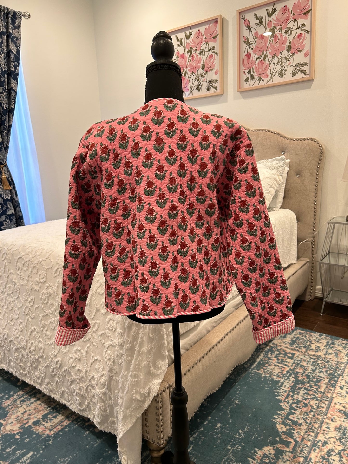 Quilted Kantha Jacket - Pink Floral