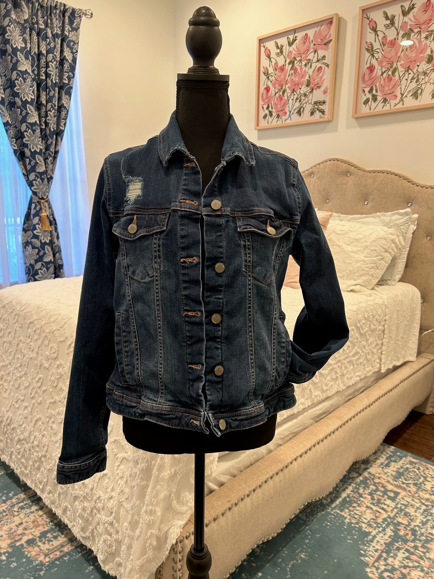 Redesigned Denim Jacket - Vintage Dresden Plate