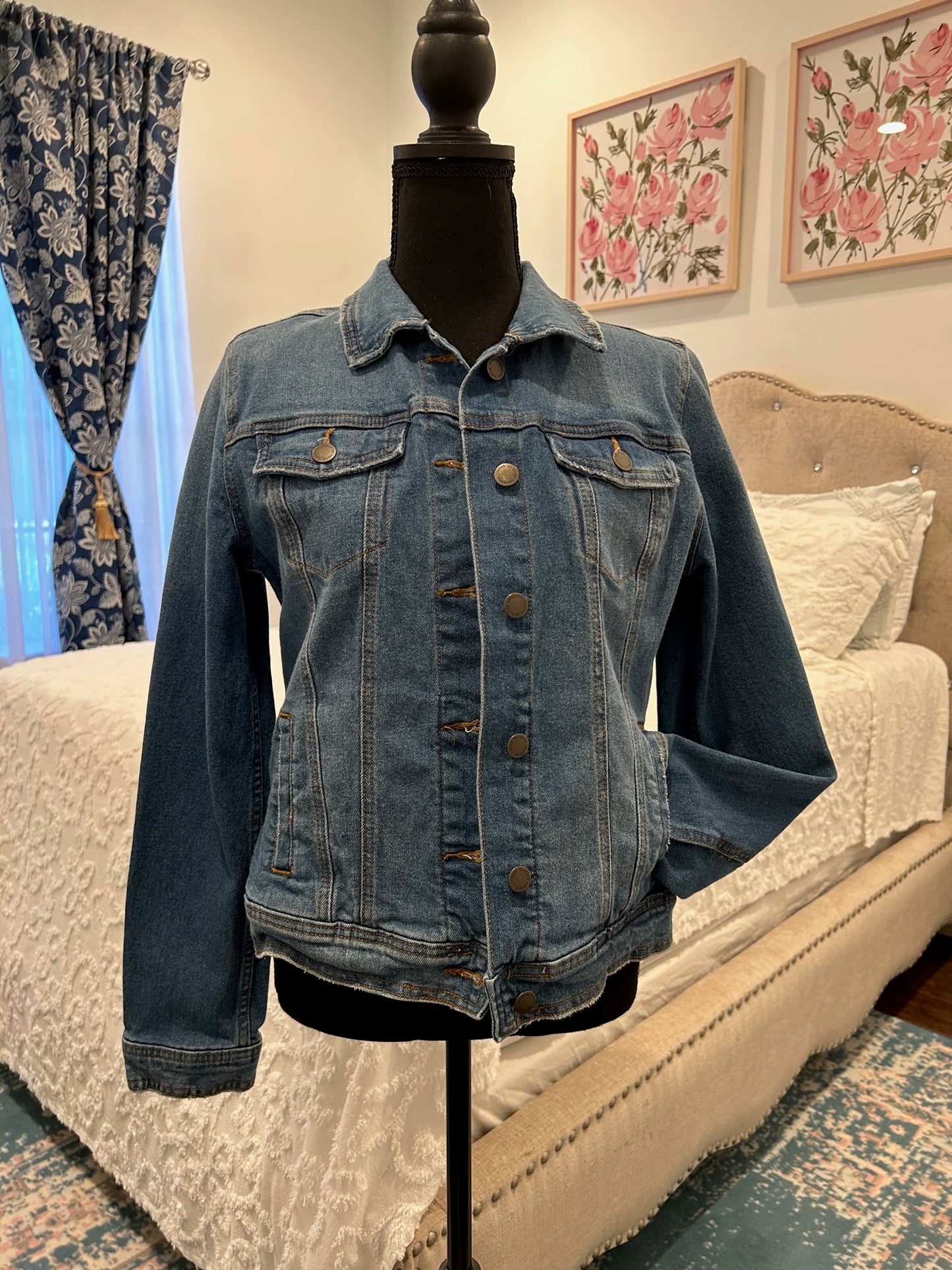 Redesigned Denim Jacket - Double Star Block (Quilted Panel)