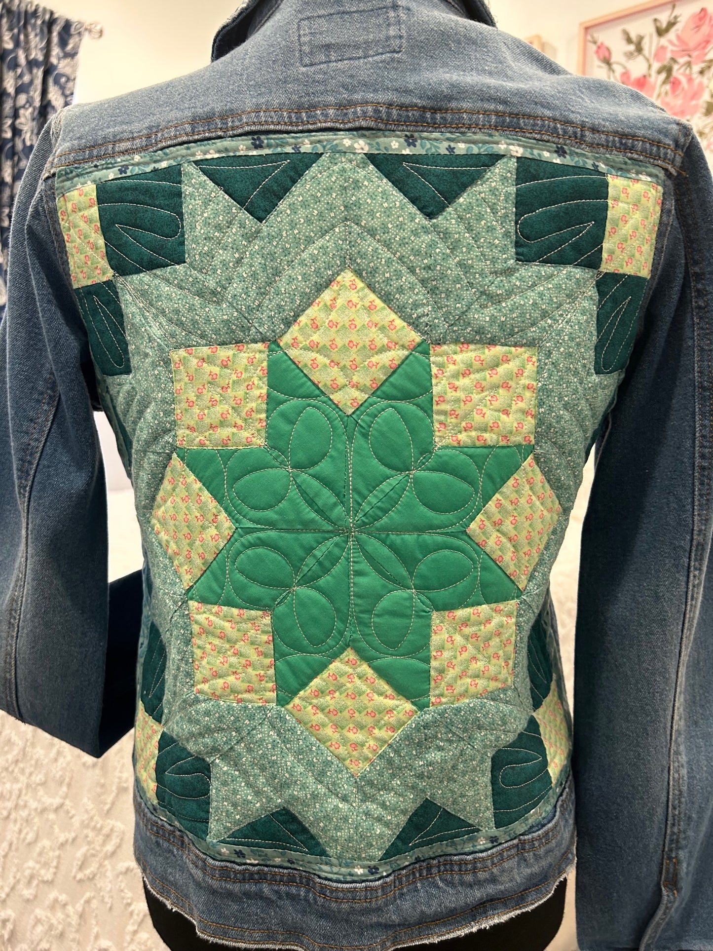 Redesigned Denim Jacket - Double Star Block (Quilted Panel)