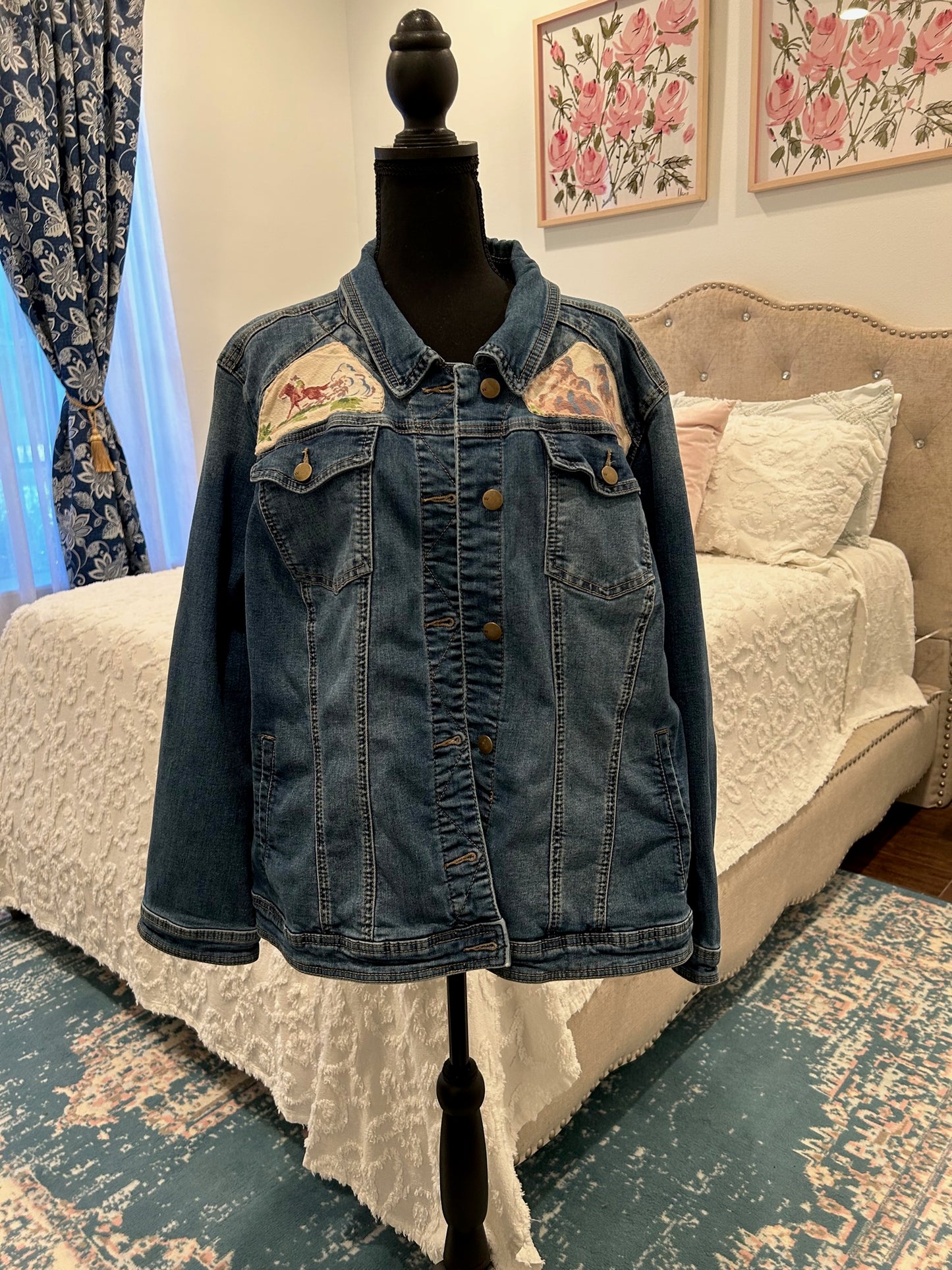 Redesigned Denim Jacket - Cowboy on a Bucking Bronco