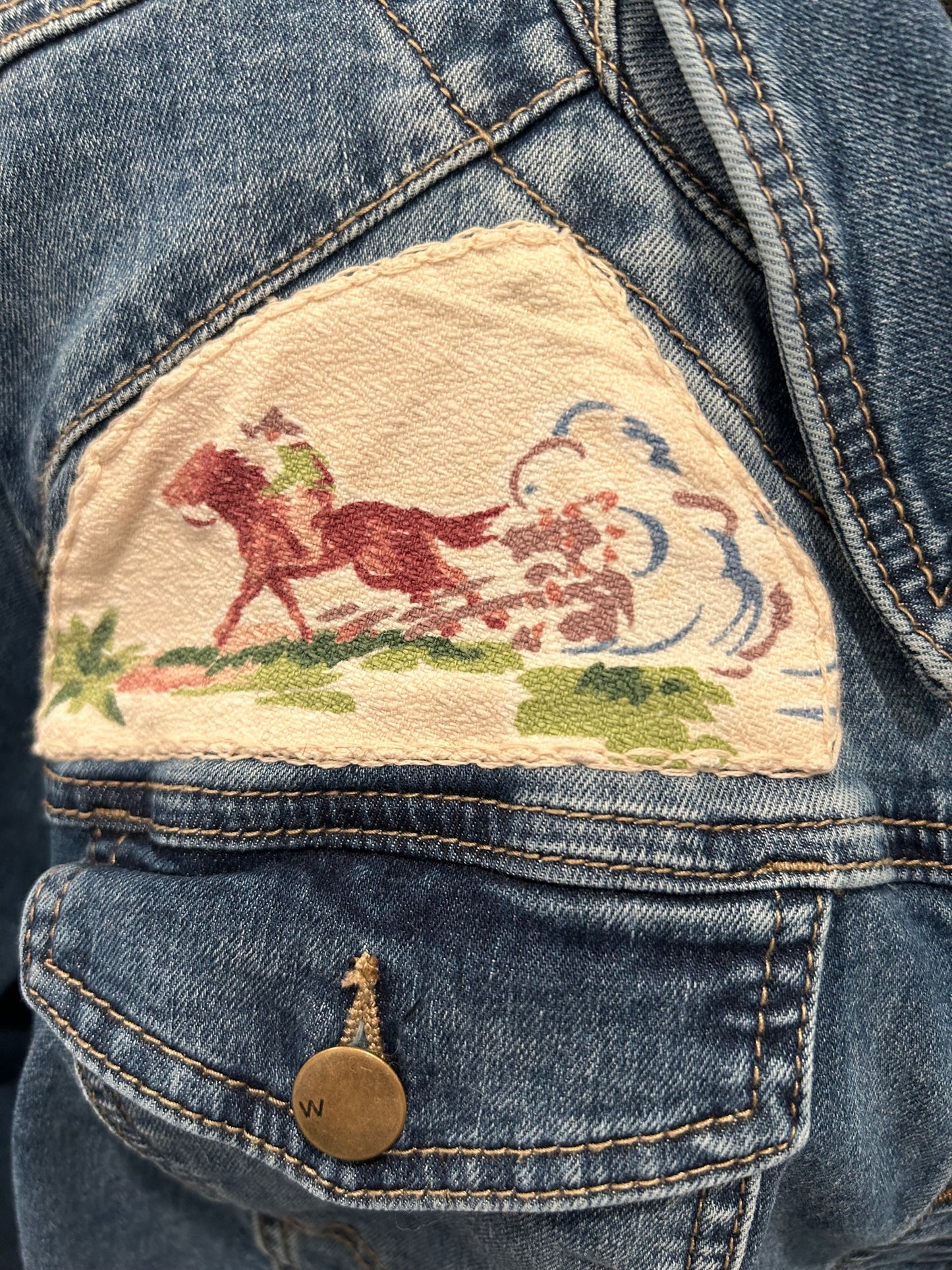 Redesigned Denim Jacket - Cowboy on a Bucking Bronco