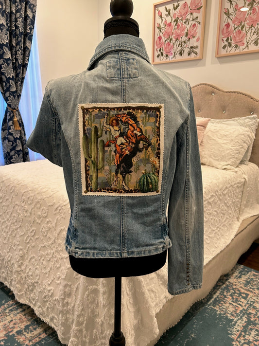 Redesigned Denim Blazer Jacket - Cowgirls and Cacti
