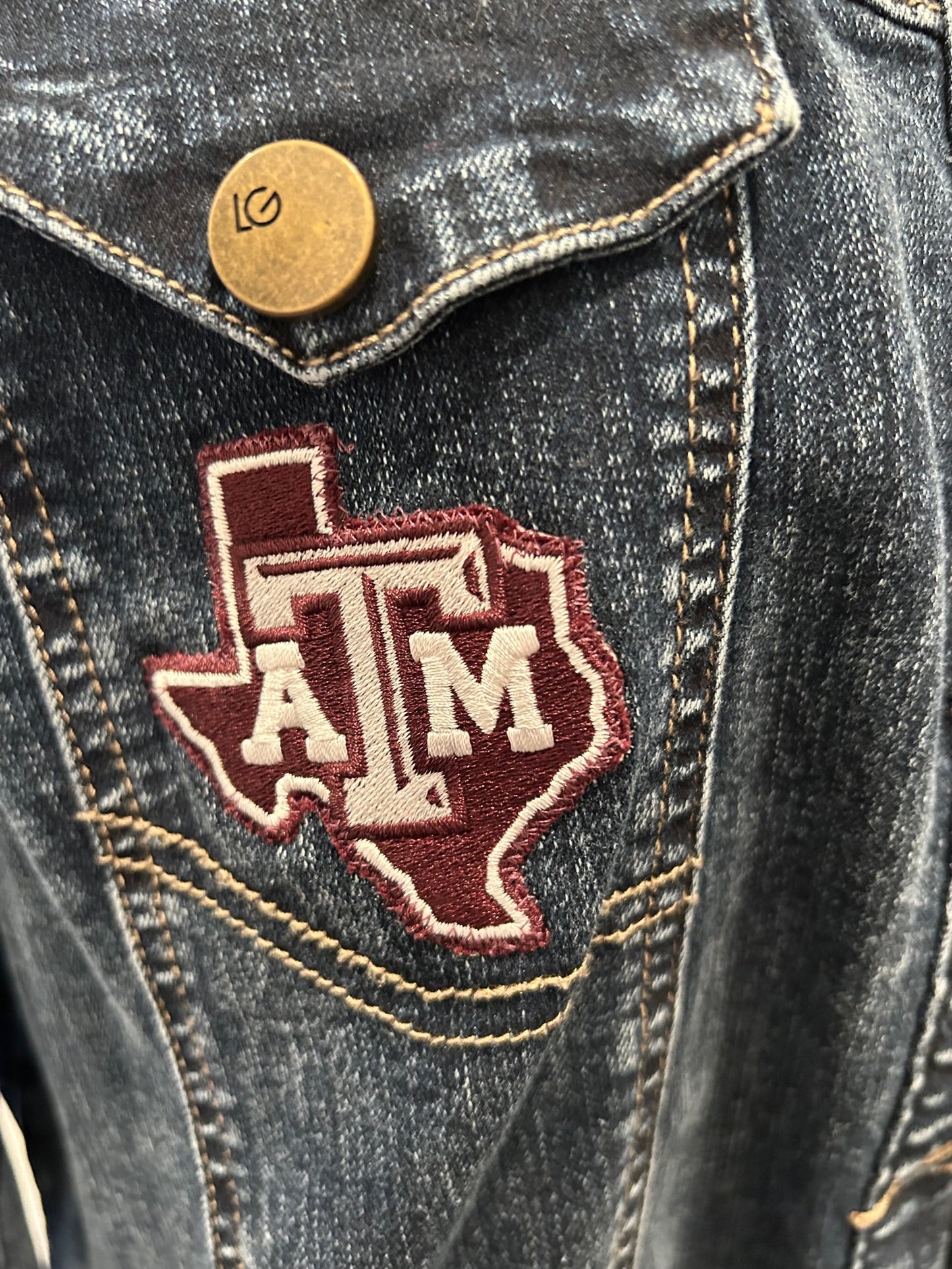 Redesigned Denim Jacket - Texas A&M School Pride