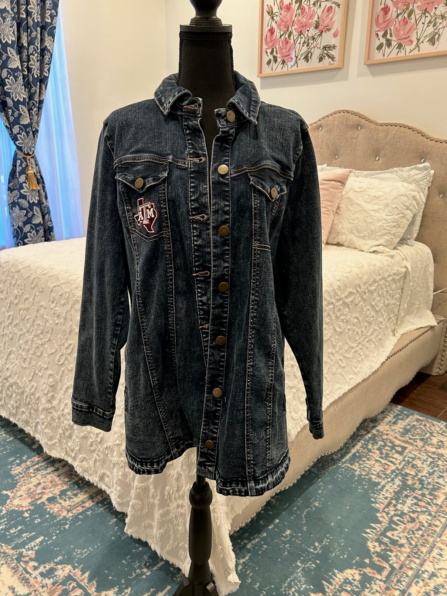 Redesigned Denim Jacket - Texas A&M School Pride