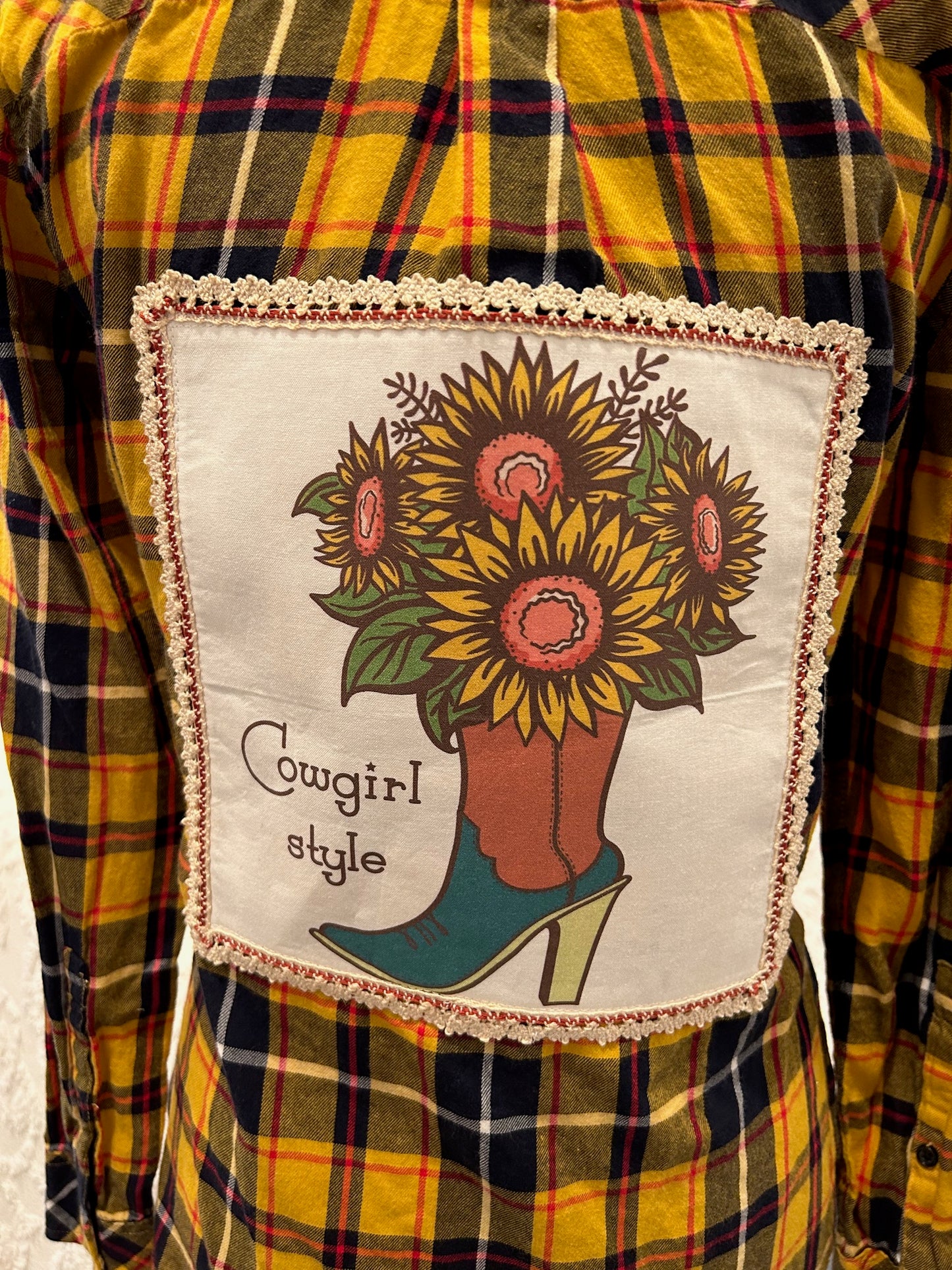 Redesigned Flannels - Yellow Cowgirl Style Boot