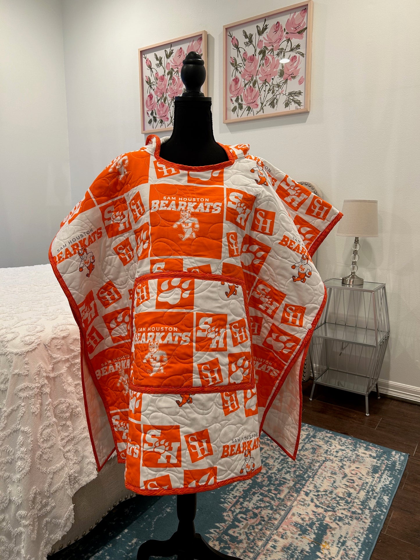 Quilted Hooded Poncho - Sam Houston State University Game Day Poncho