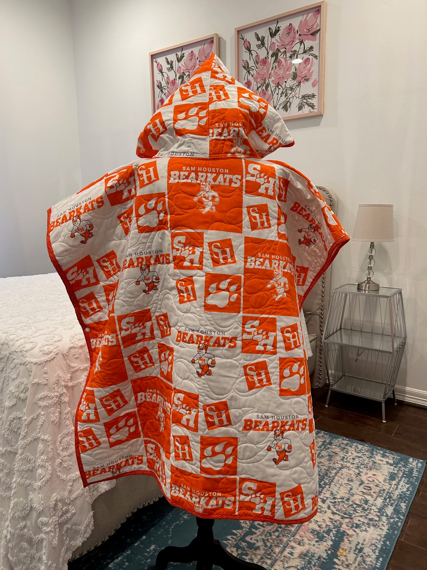 Quilted Hooded Poncho - Sam Houston State University Game Day Poncho