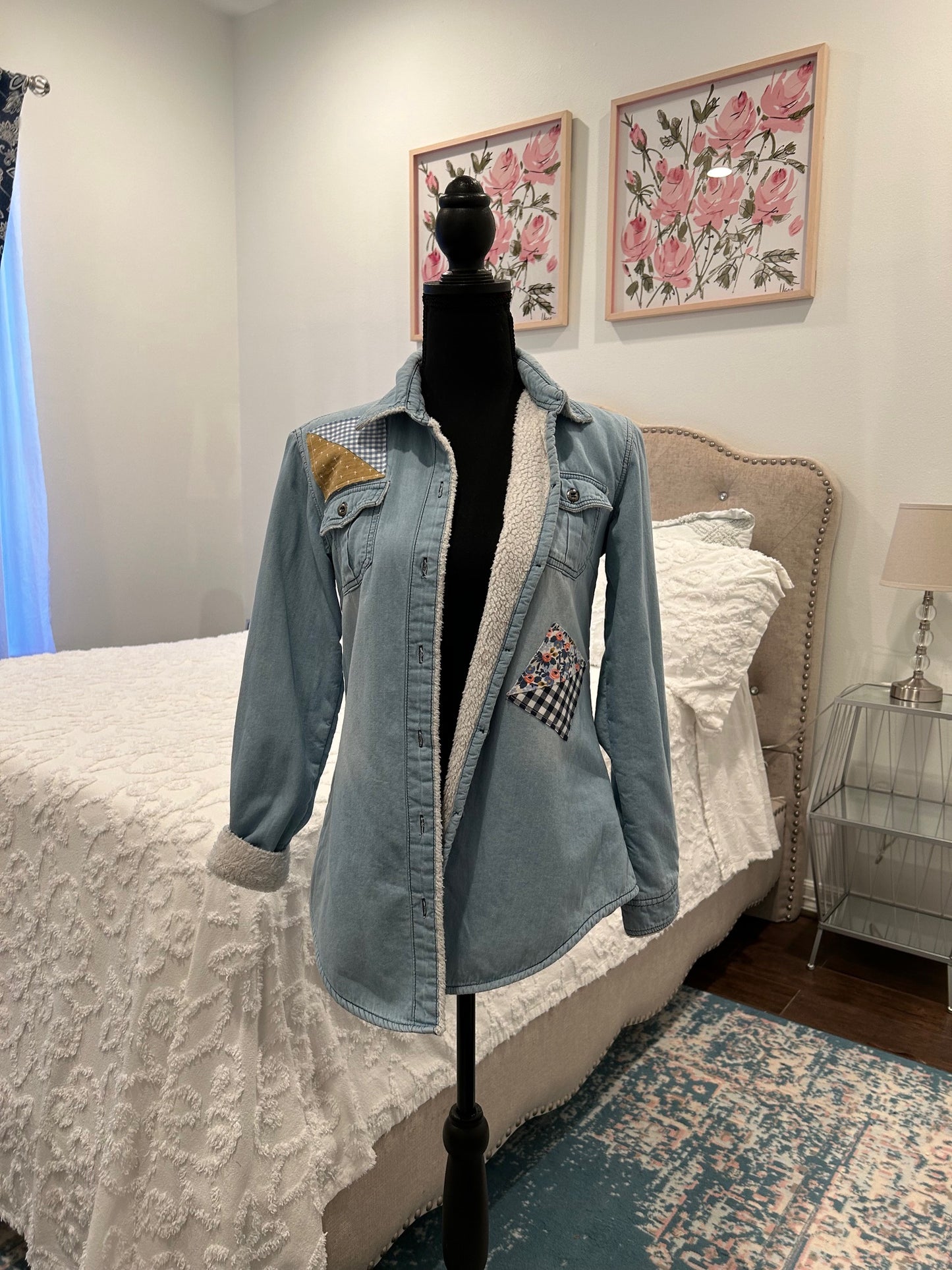 Redesigned Denim Shirt - Applique Patchwork Design
