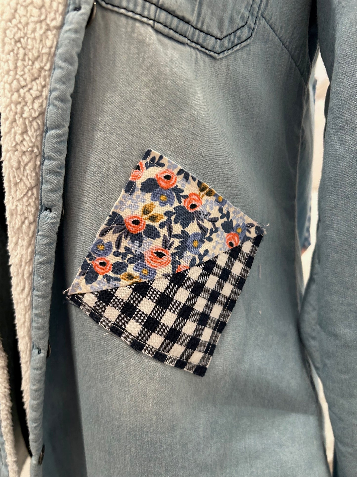 Redesigned Denim Shirt - Applique Patchwork Design
