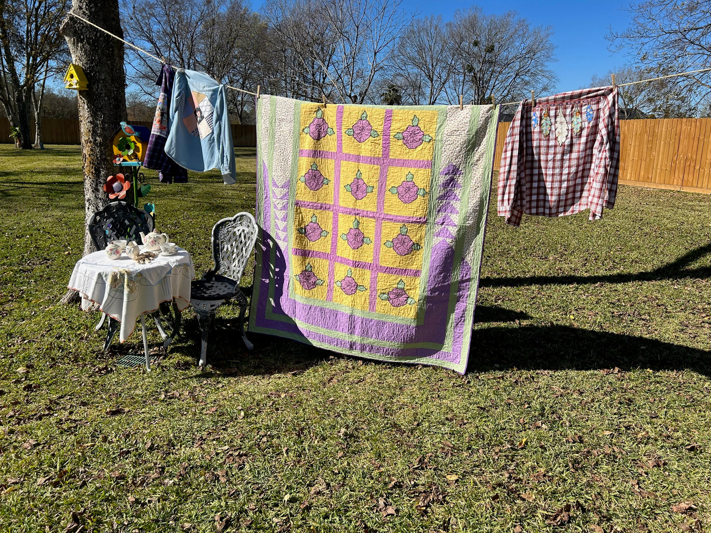 Vintage Quilts - Purple Pansies