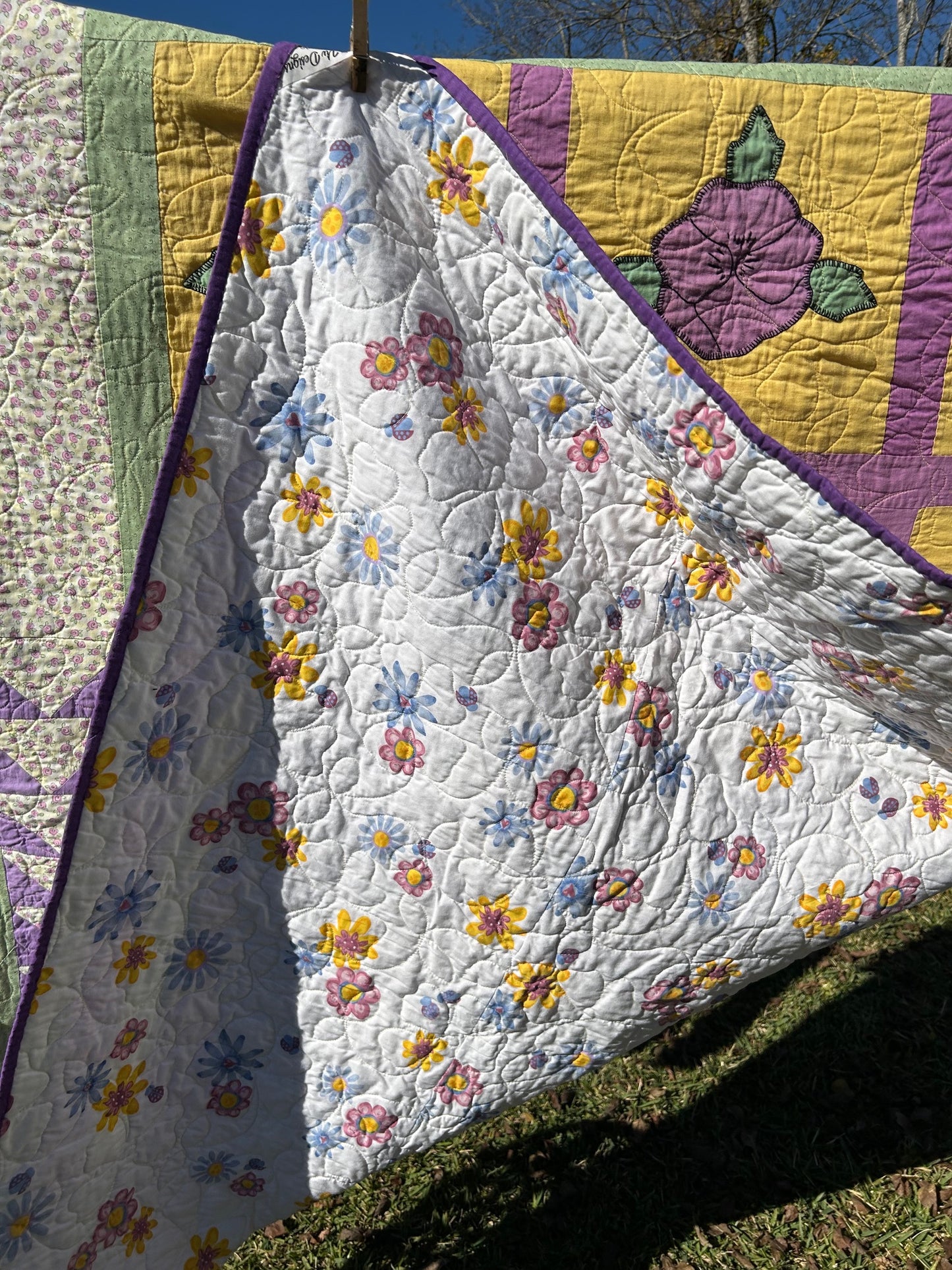 Vintage Quilts - Purple Pansies