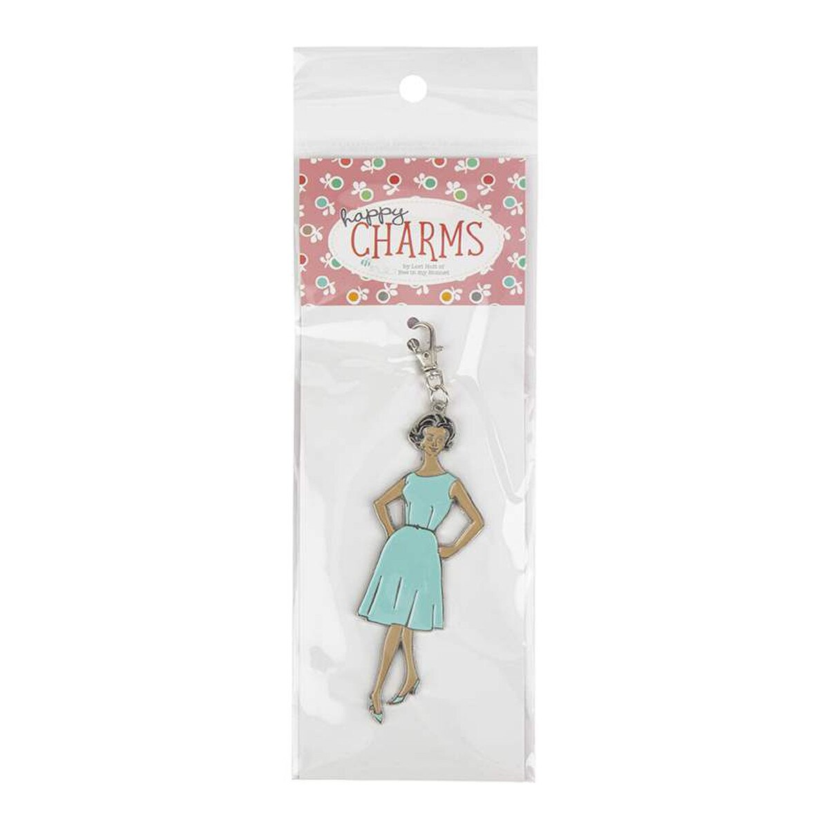 Vintage Lady in Aqua Enamel Happy Charm by Lori Holt