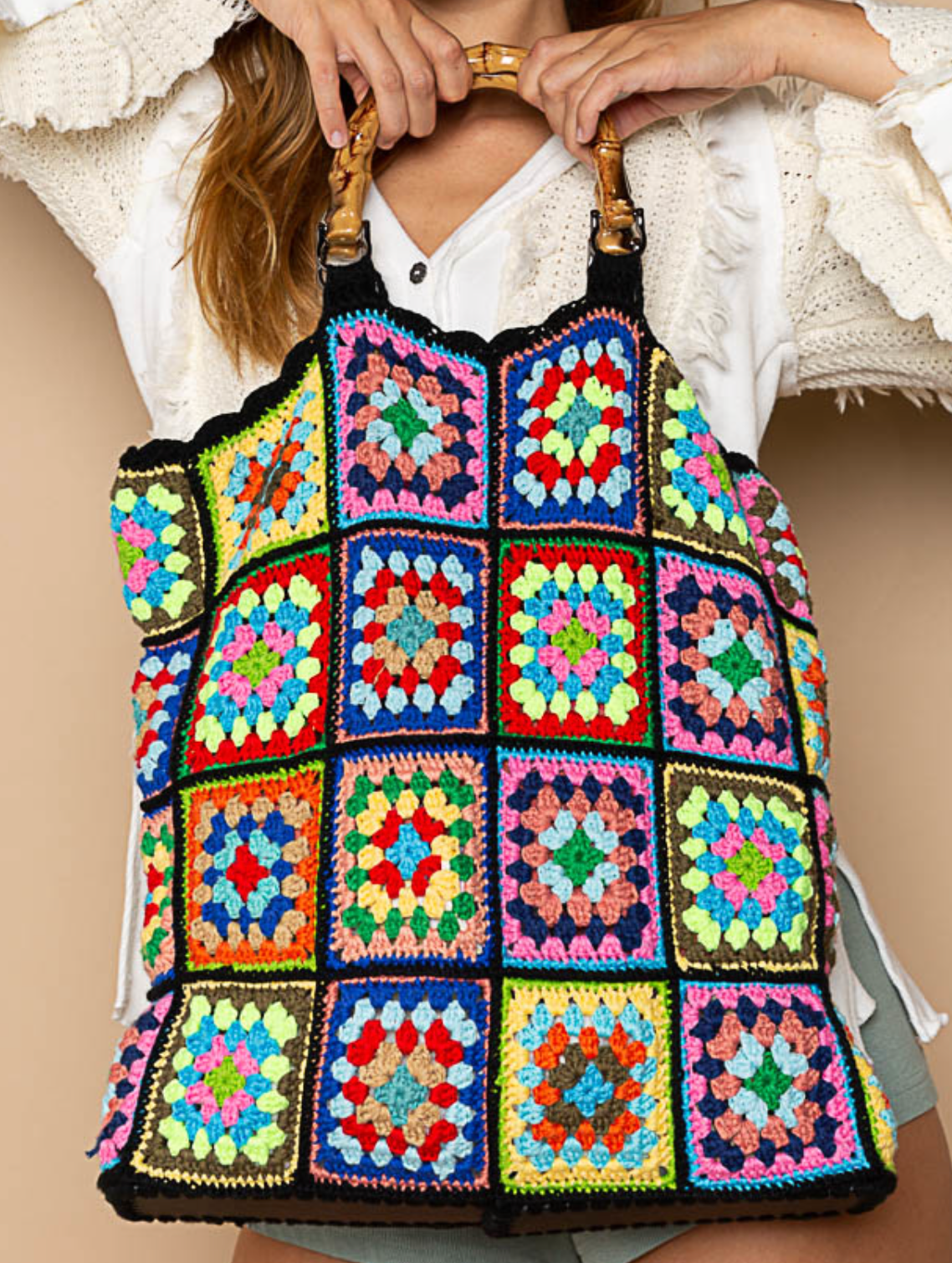POL Crochet Tall Handbag