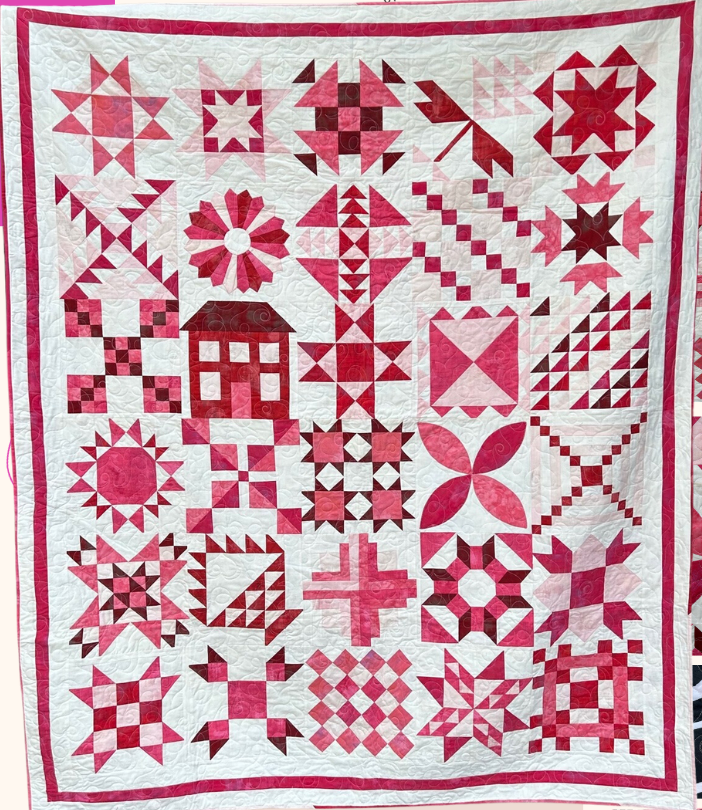 Traditional Sampler Quilt - Moda Stitch Pink