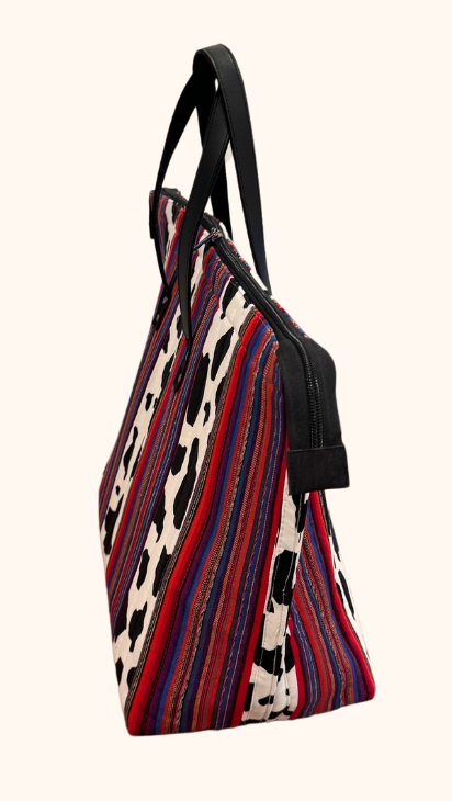 Zippered Tote - Serapa and Cow Print Zippered Tote Bag