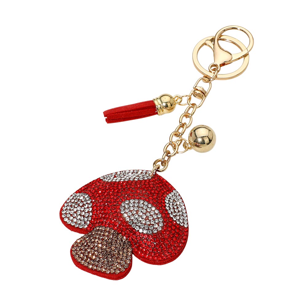 Bling Studded Mushroom Keychain Bag Charm