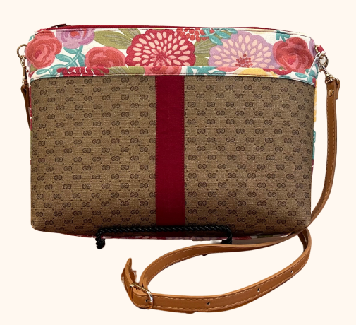 50% off! Redesigned - Crossbody Saddle Bag with exterior pocket made from Gucci coated canvas