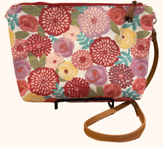 50% off! Redesigned - Crossbody Saddle Bag with exterior pocket made from Gucci coated canvas
