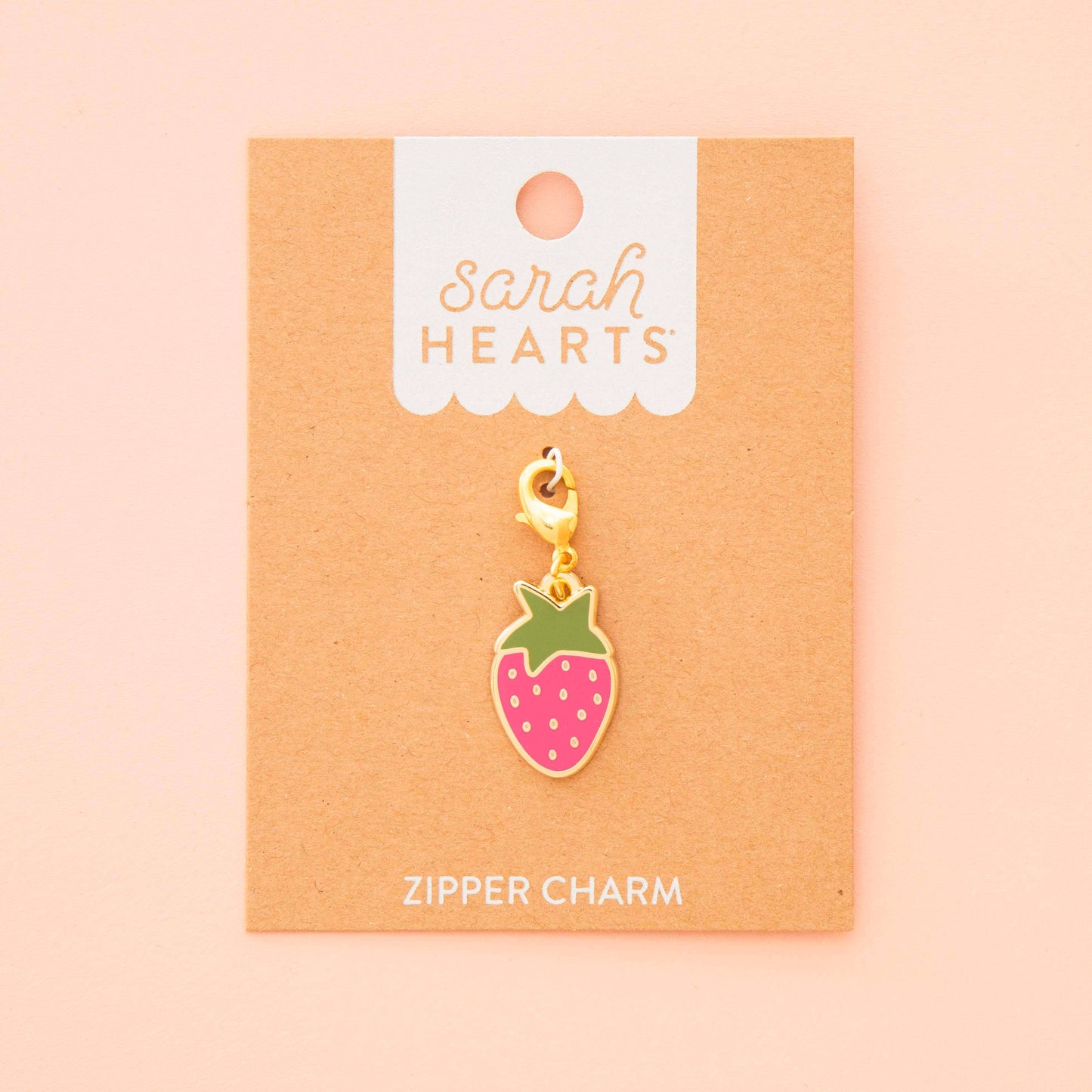 Sarah Heart Pink Strawberry Zipper Charm