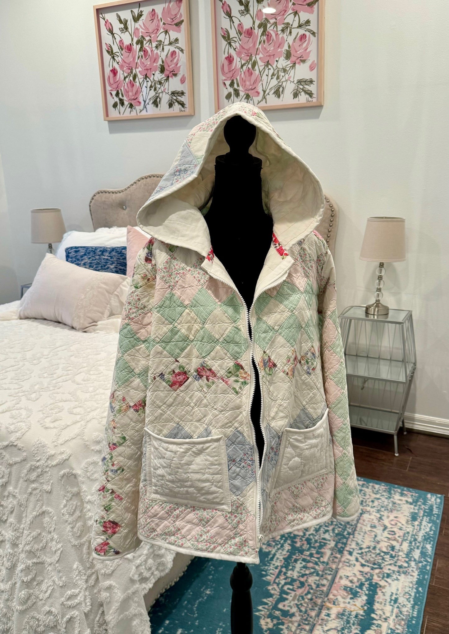 Vintage Quilted Jacket - Trip Around the World Hooded Jacket