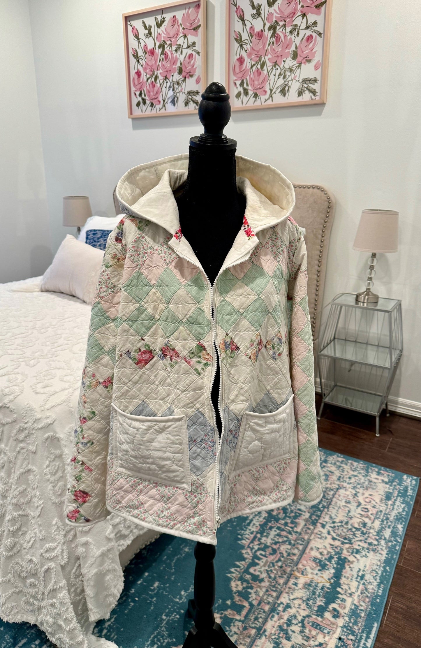 Vintage Quilted Jacket - Trip Around the World Hooded Jacket