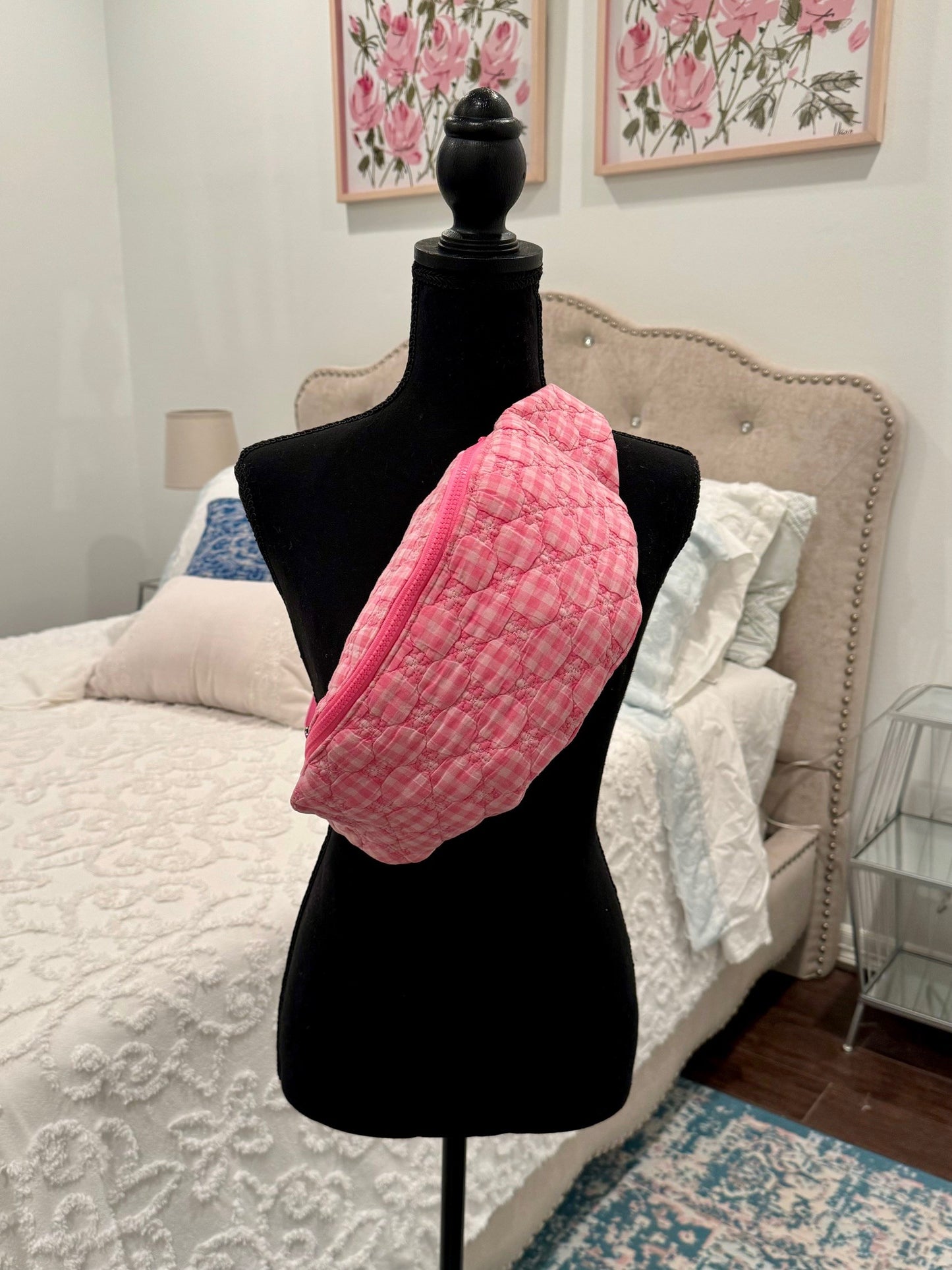 Quilted Chic - Pink Gingham Quilt Fanny Pack