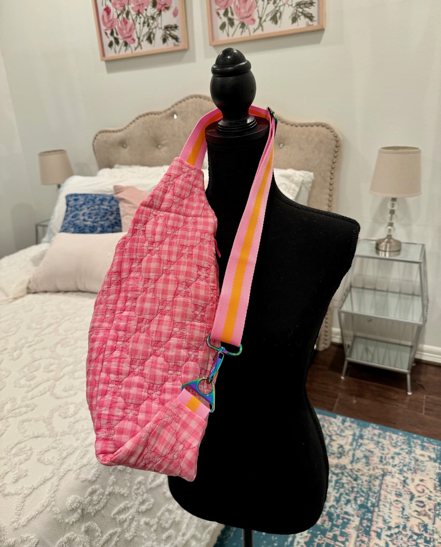 Quilted Chic - Pink Gingham Quilt Fanny Pack
