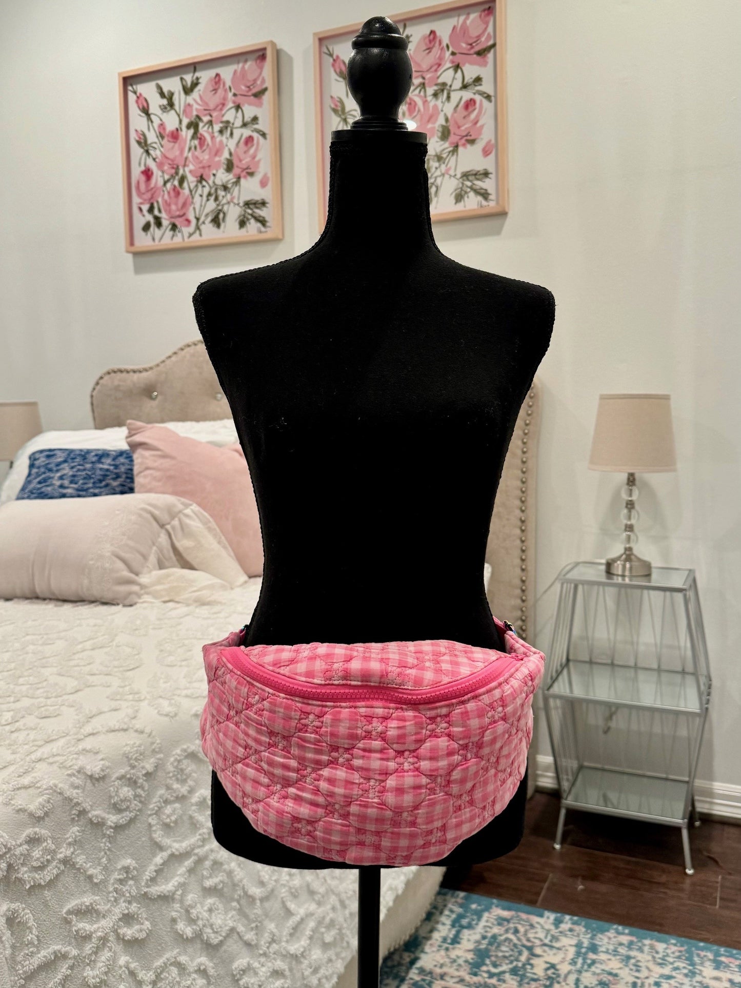 Quilted Chic - Pink Gingham Quilt Fanny Pack