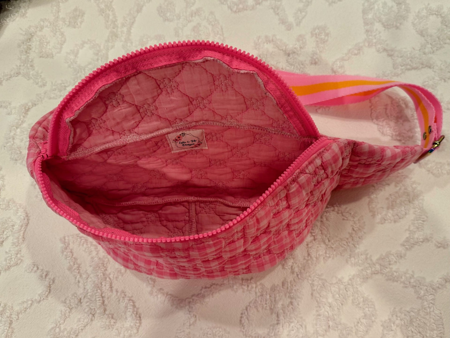 Quilted Chic - Pink Gingham Quilt Fanny Pack