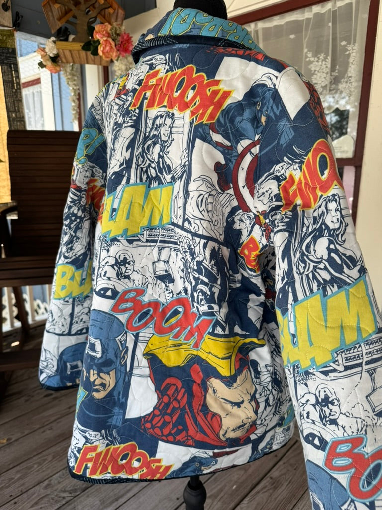 Retro Comic "Avengers Assemble" Quilted Jacket