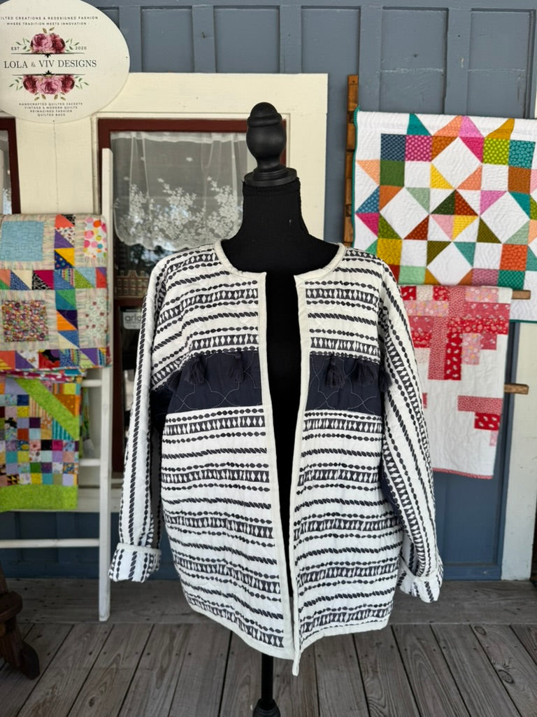 Quilted Bog Jacket with Tassel Embellishments