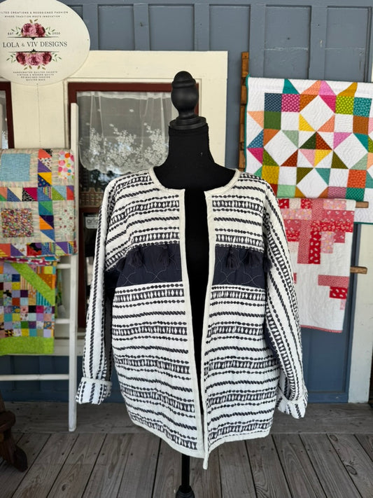 Quilted Bog Jacket with Tassel Embellishments
