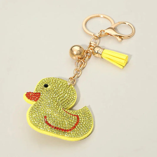 Bling Studded Rubber Duck Keychain Bag Charm
