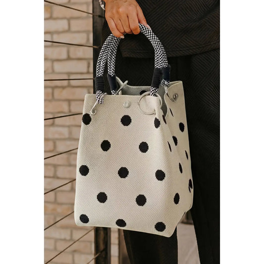 Knitted Polka Dot Bag with Rope Handles