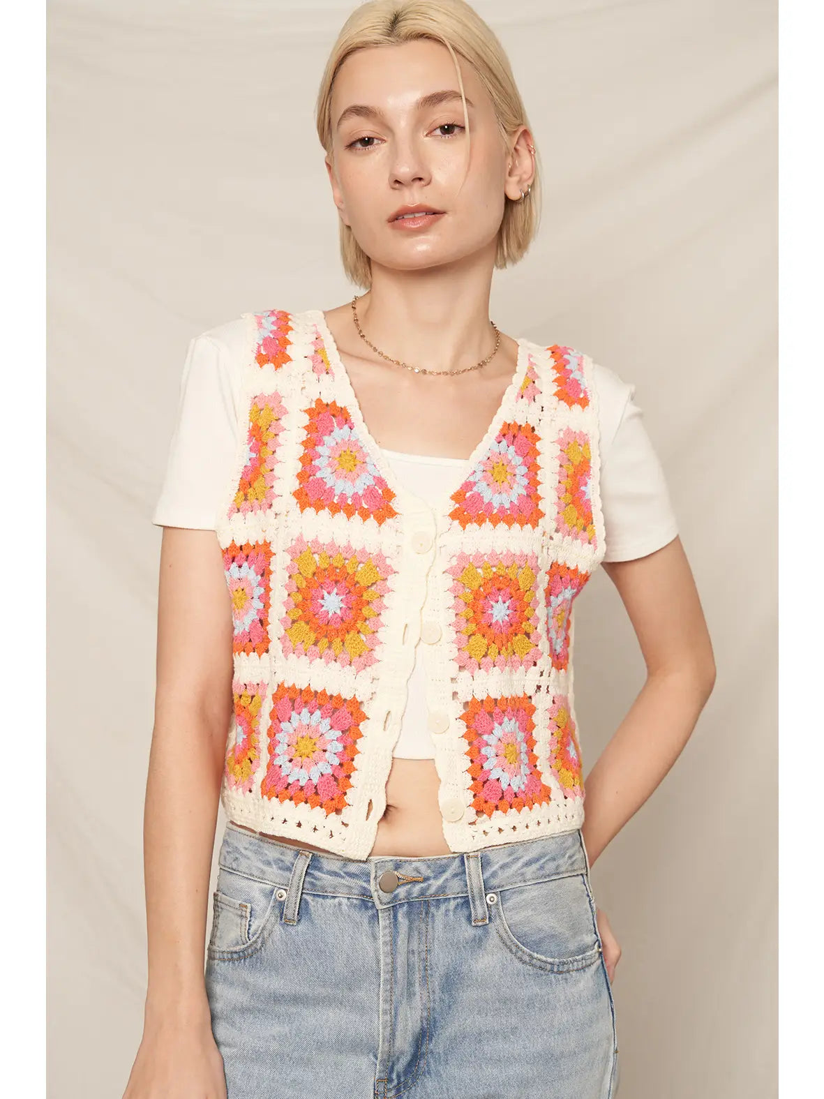 Multicolor Crochet Vest