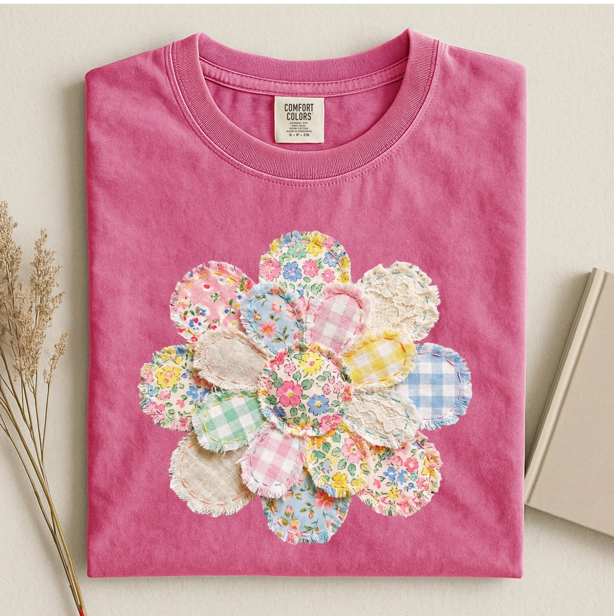 Floral "Faux Patchwork" T-Shirt