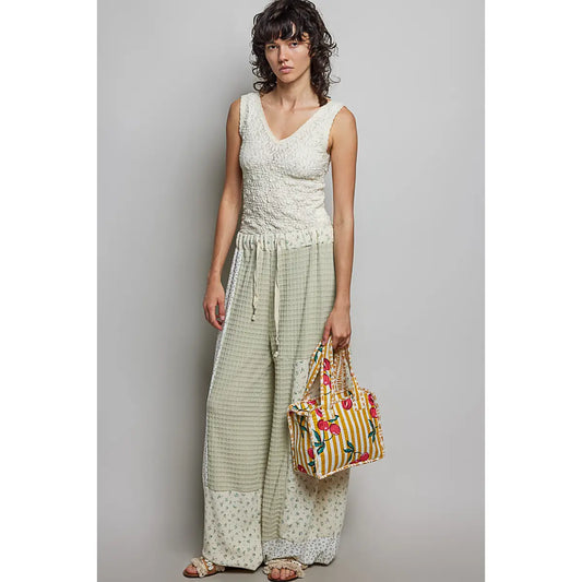 Yellow & White Striped Mini Quilted Cotton Tote Bag