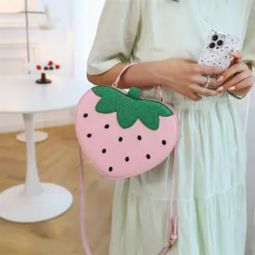 Pink Kawaii Strawberry Crossbody Bag