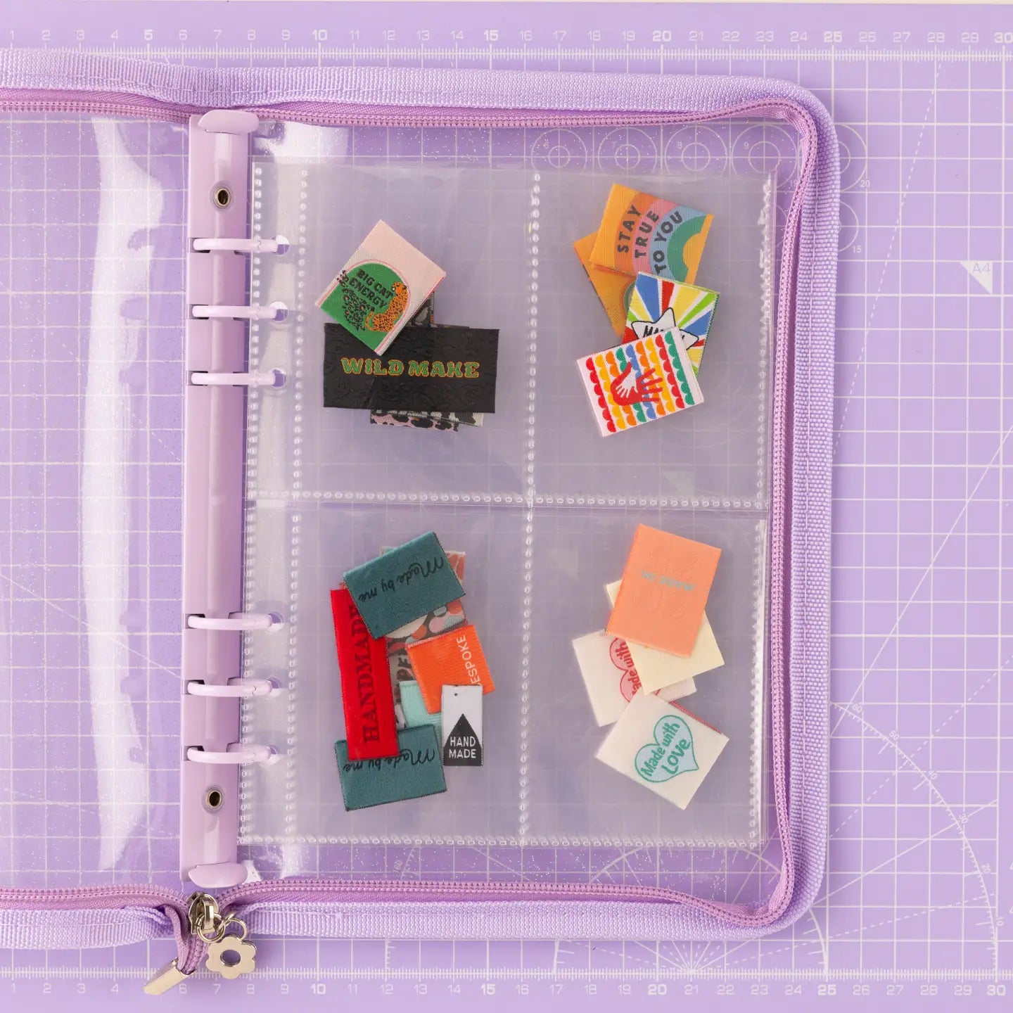 Label Stash Folder with  Lavender trim