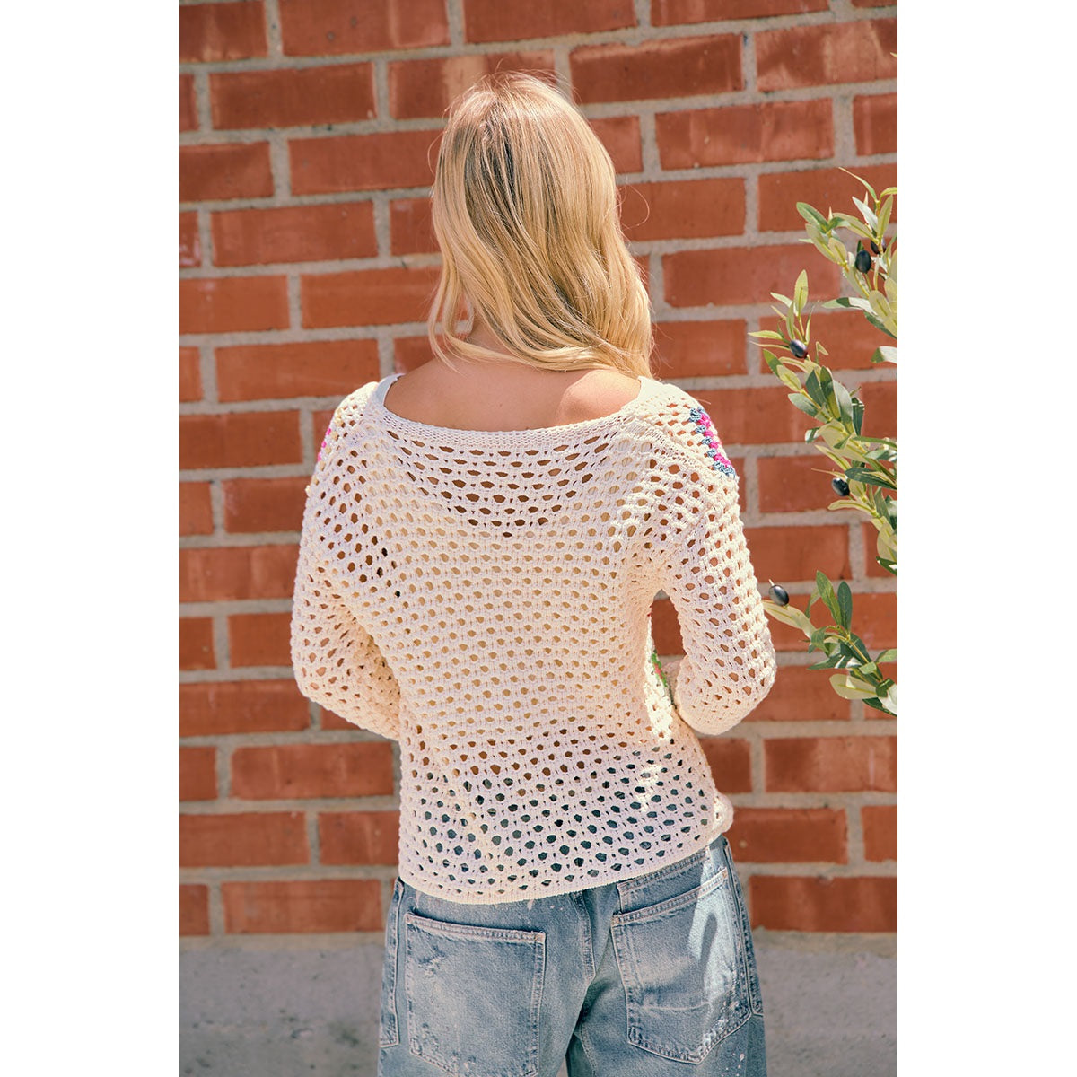 Ivory Crochet Granny Square Cardigan