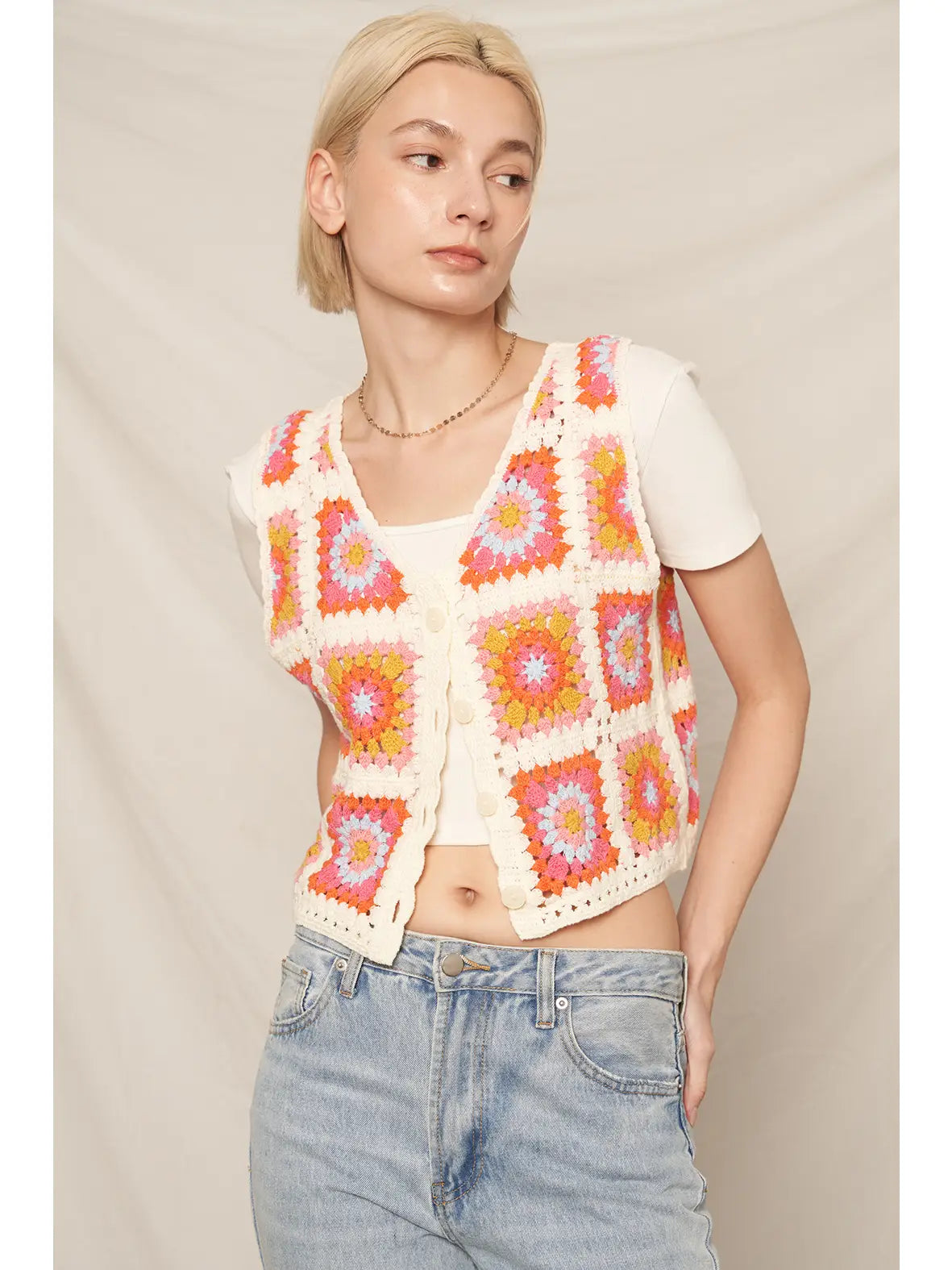 Multicolor Crochet Vest