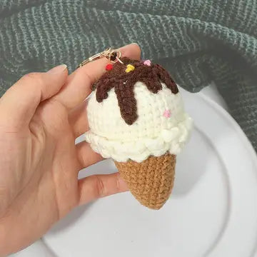 Crochet Ice Cream Keychain Bag Charm