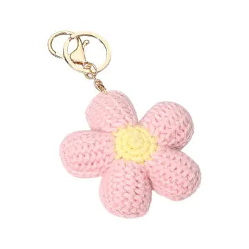 Pink Crochet Flower Bag Charm